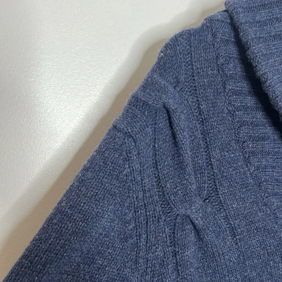 ONASSIS blue lambswool Shawl Collar Sweater size XL